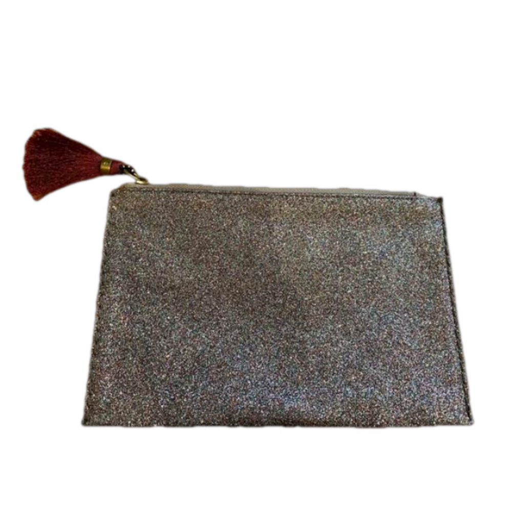 J.Crew Glitter Clutch like new condition tassel zipper detail